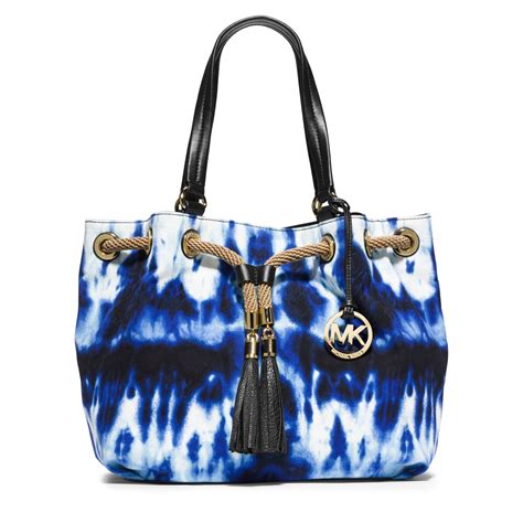 RARE Michael Kors Marina Canvas Tote Blue Tie Dye 